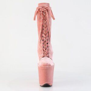 Velvet Pink High Heel Platform Boots - Exotic Pole Dance & Gothic Rave Wear